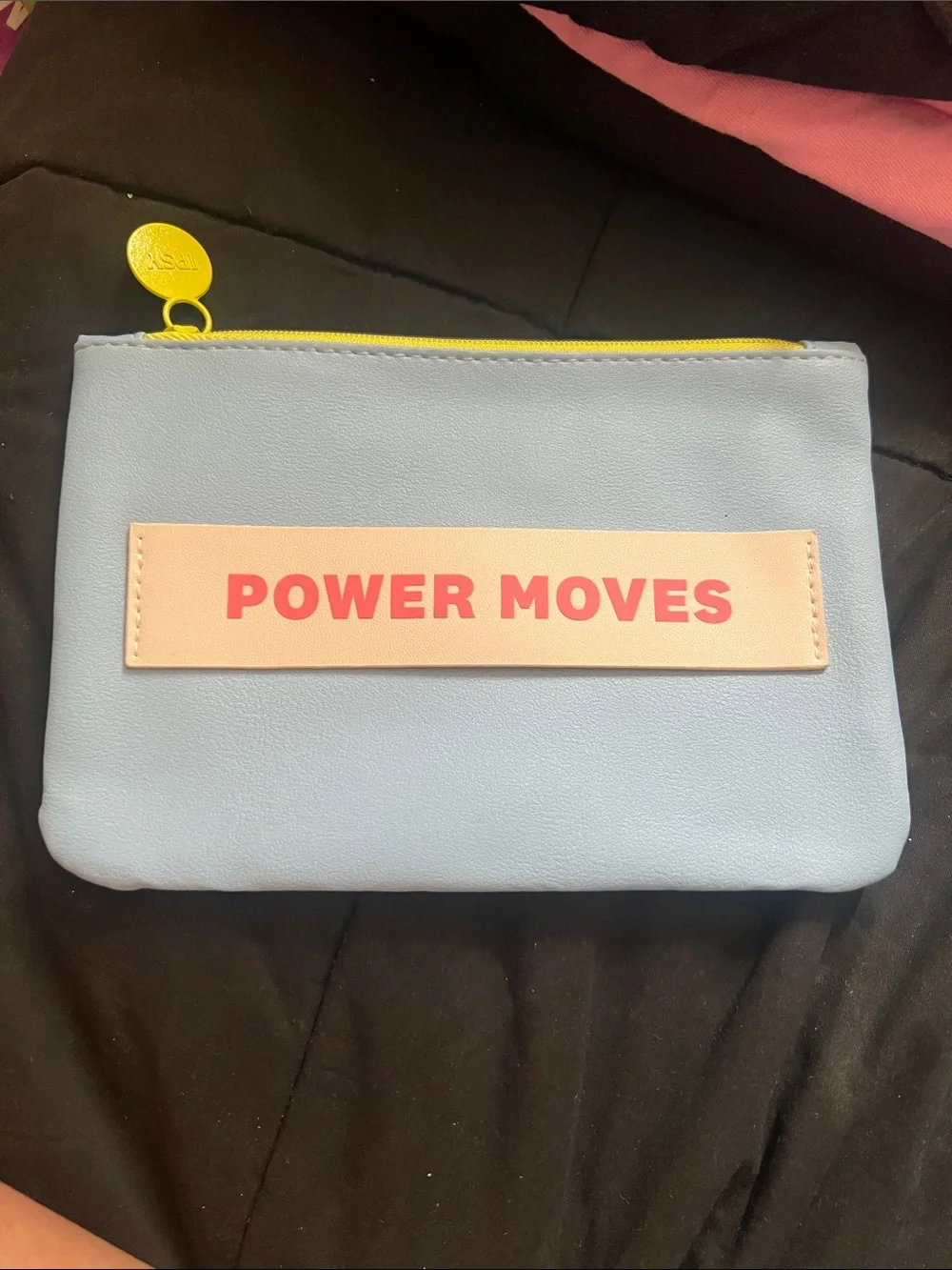 ipsy Light Blue Cosmetic Bag with Pink 